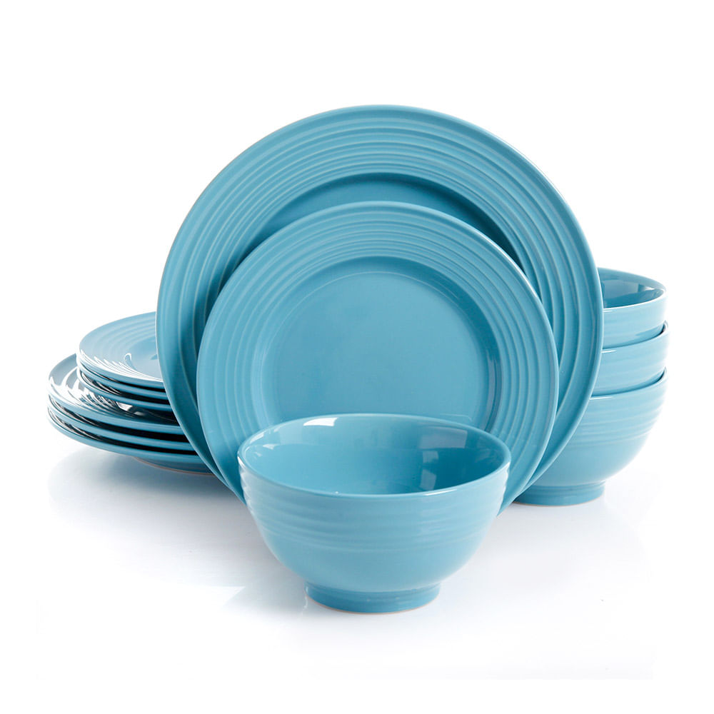 Juego de Vajilla Gibson Plaza Café de Cerámica Turquesa 12 Piezas