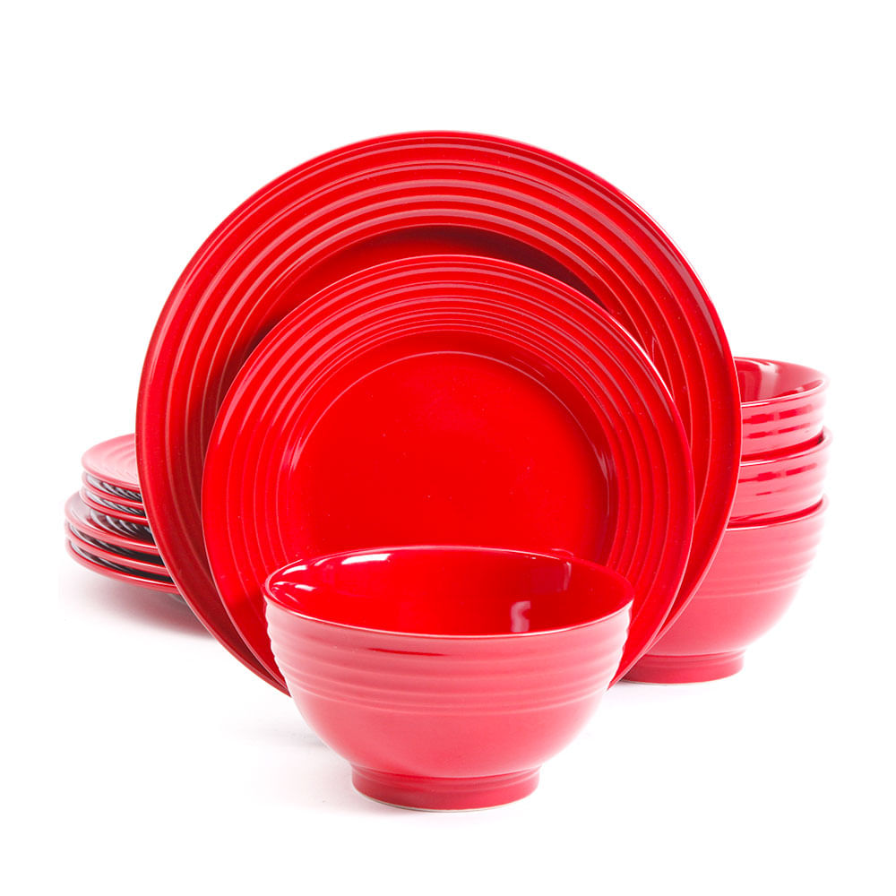 Juego de Vajilla Gibson Plaza Café de Cerámica Rojo 12 Piezas