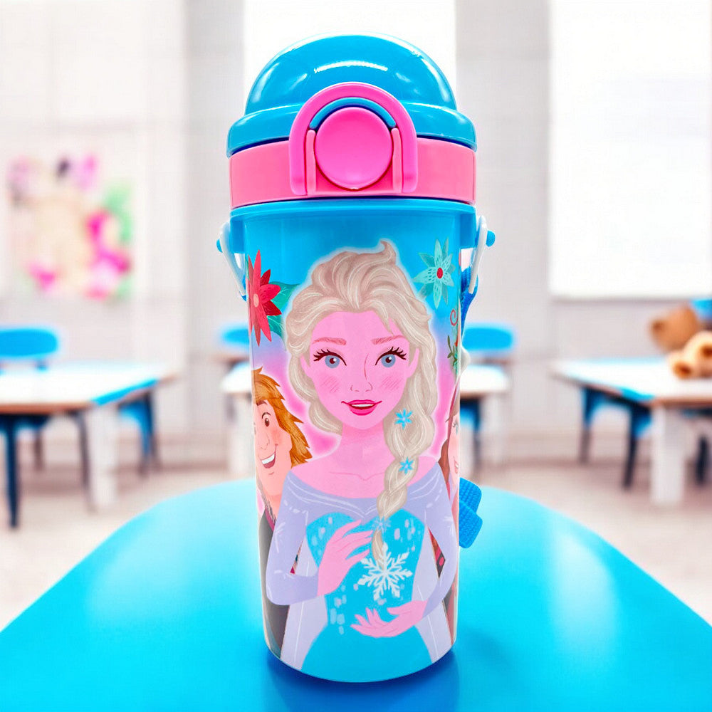 Botella Plástica Frozen de 500ml Con Carrizo