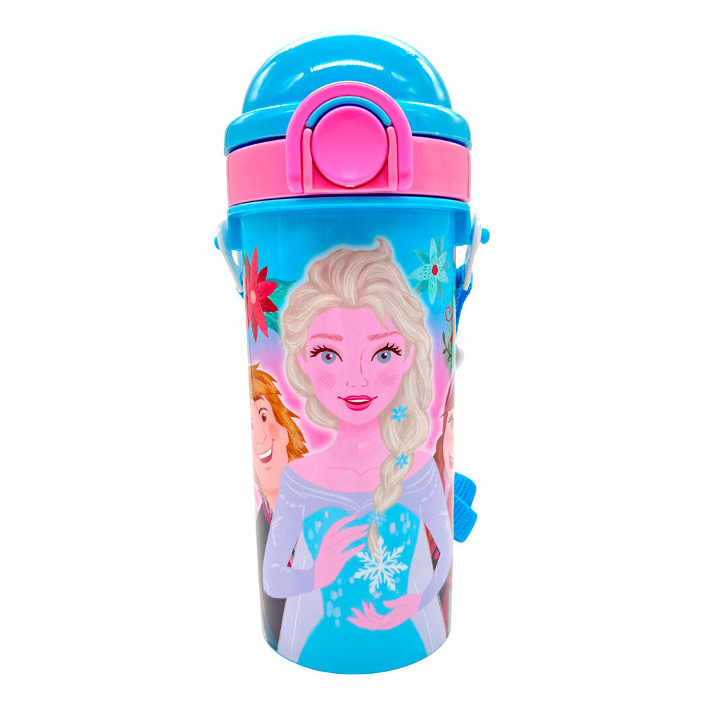 Botella Plástica Frozen de 500ml Con Carrizo