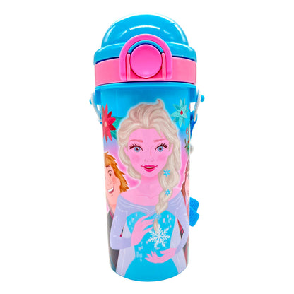 Botella Plástica Frozen de 500ml Con Carrizo