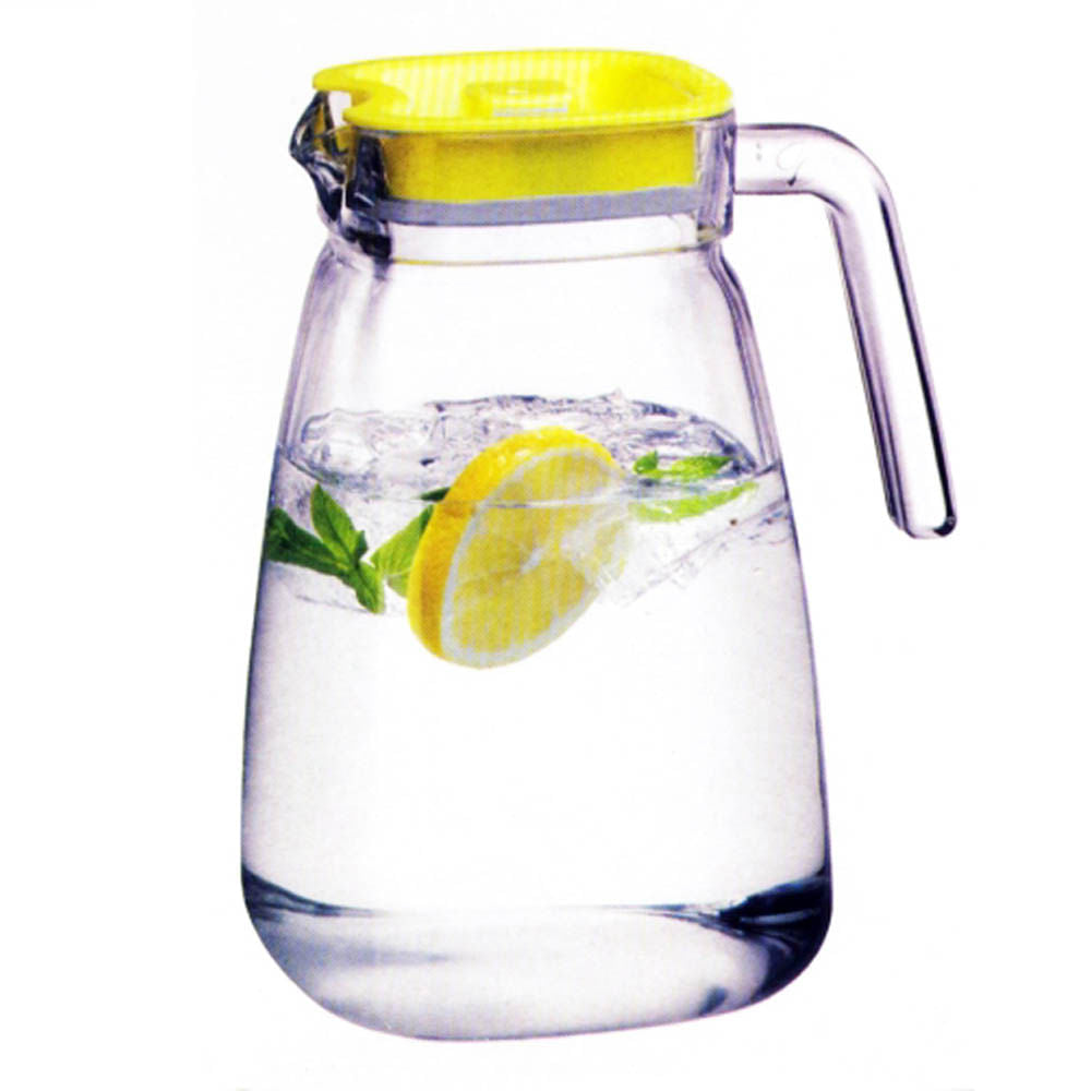 Jarra Carre Pasabahce de Vidrio con Tapa Amarillo 60 oz