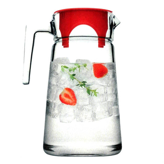 Jarra City Pasabahce de Vidrio con Tapa Roja 60 oz