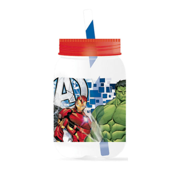 Jarra Mason Plástico Avengers 500 ml