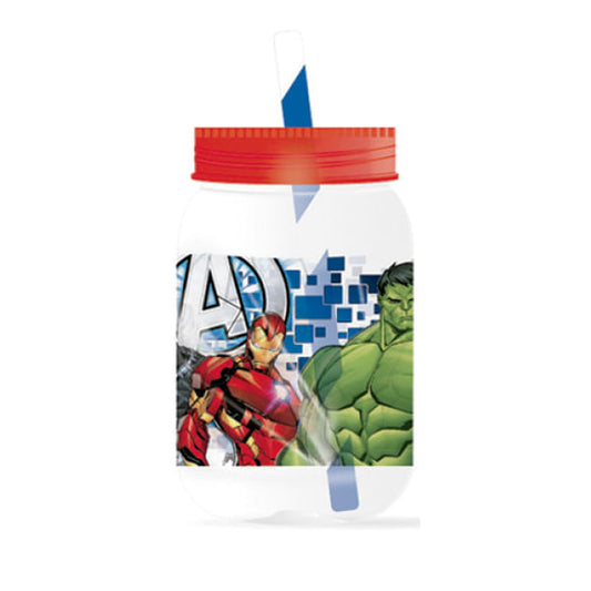 Jarra Mason Plástico Avengers 500 ml