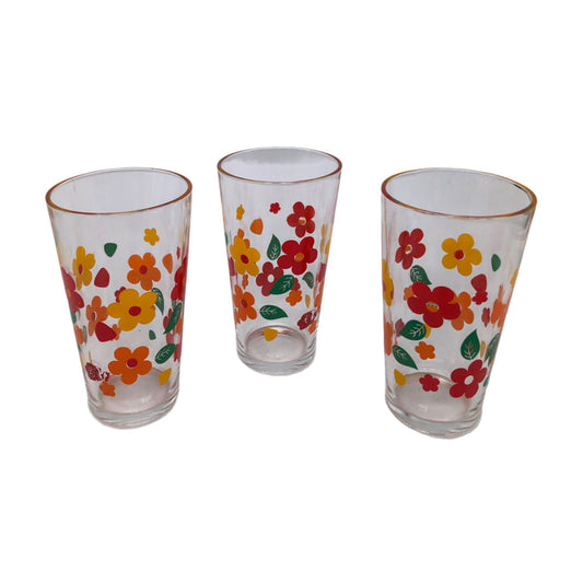 Vasos de Vidrio Home Flores 3 Piezas
