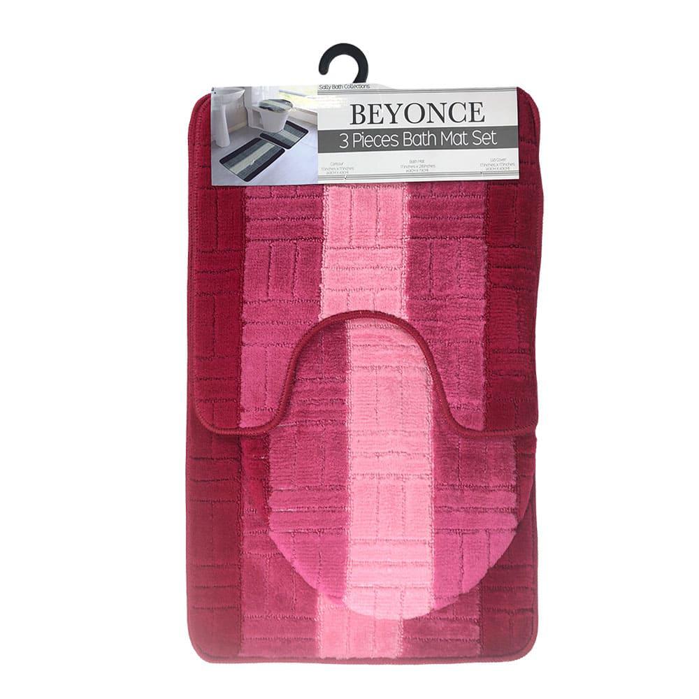 Alfombra Para Baño Sally Textile Beyonce 3 Piezas - Rojo Oscuro