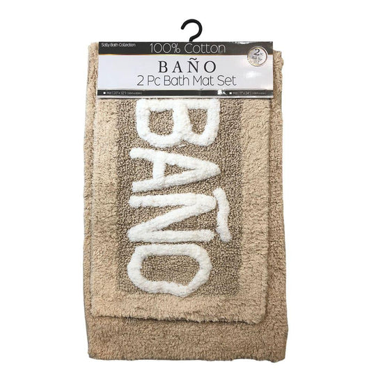 Alfombra Para Baño Sally Textile 2 Piezas - Beige Oscuro