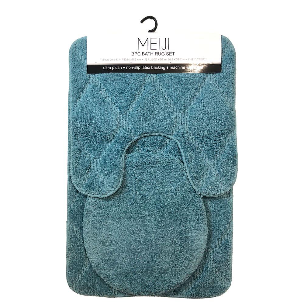 Alfombra Para Baño Popular Bath Meiji 3 Piezas - Turquesa Azulado