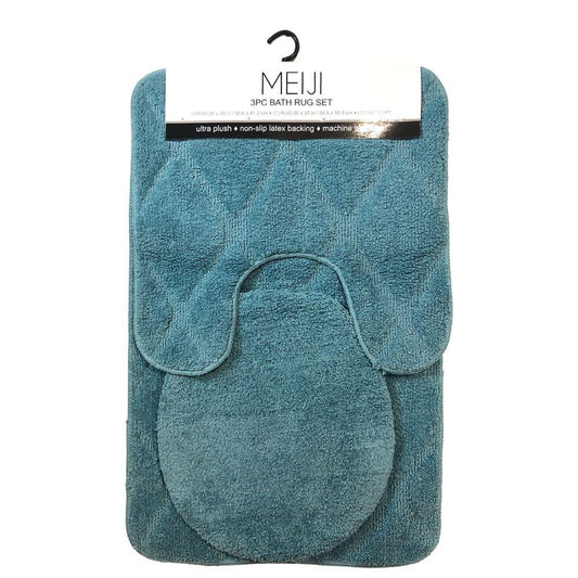 Alfombra Para Baño Popular Bath Meiji 3 Piezas - Turquesa Azulado