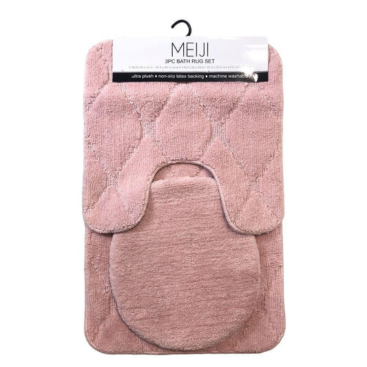 Alfombra Para Baño Popular Bath Meiji 3 Piezas - Rosa Claro