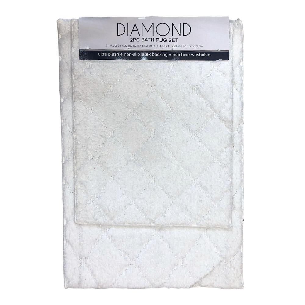 Alfombra Para Baño Popular Bath Diamond 2 Piezas - Blanco