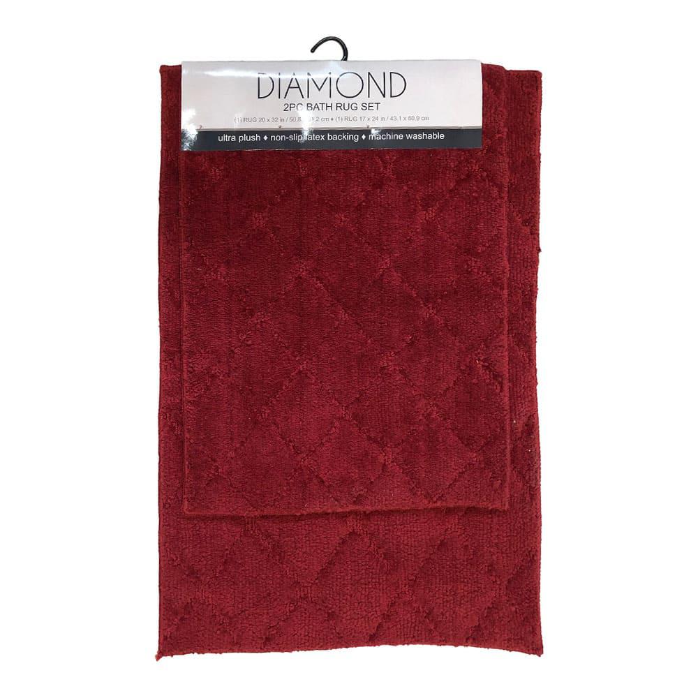 Alfombra Para Baño Popular Bath Diamond 2 Piezas - Rojo Oscuro