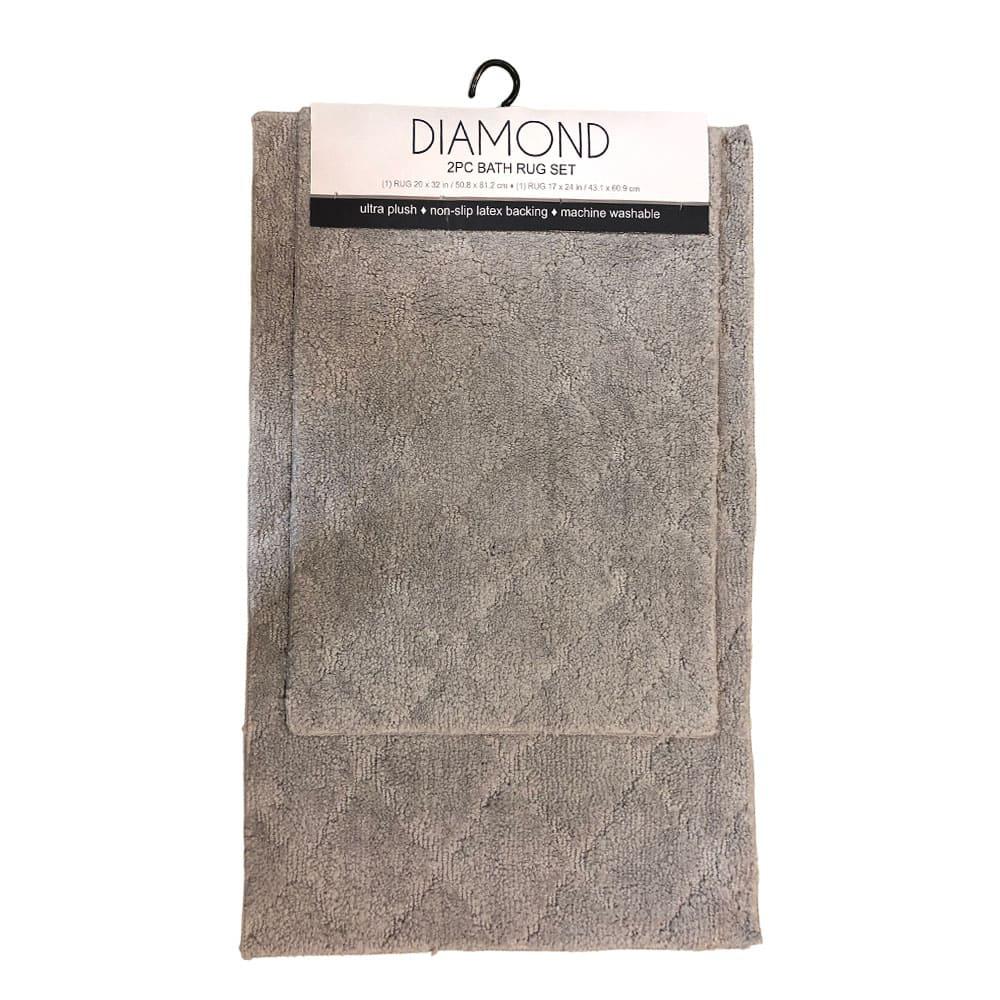 Alfombra Para Baño Popular Bath Diamond 2 Piezas - Gris Claro