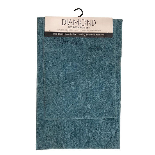 Alfombra Para Baño Popular Bath Diamond 2 Piezas - Aguamarina Oscuro