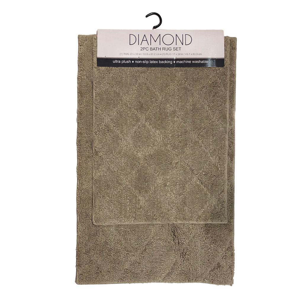 Alfombra Para Baño Popular Bath Diamond 2 Piezas - Beige Oscuro
