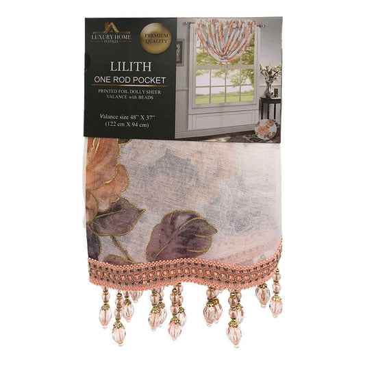 Cenefa Lilith Luxury Con Rod Pocket 48" x 37" - Naranja Claro