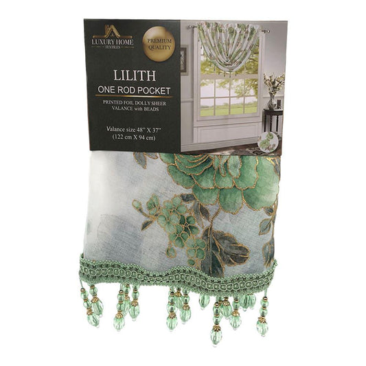 Cenefa Lilith Luxury Con Rod Pocket 48" x 37" - Lima Oscuro