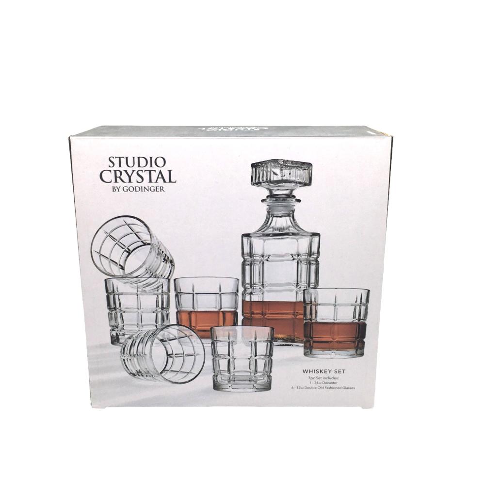 Licorera con Vaso de Vidrio Studio Cristal de 7 Piezas.