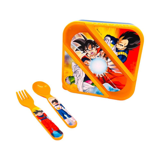 Envase Plástico Dragon Ball Z Para Sandwich Con Cubierto