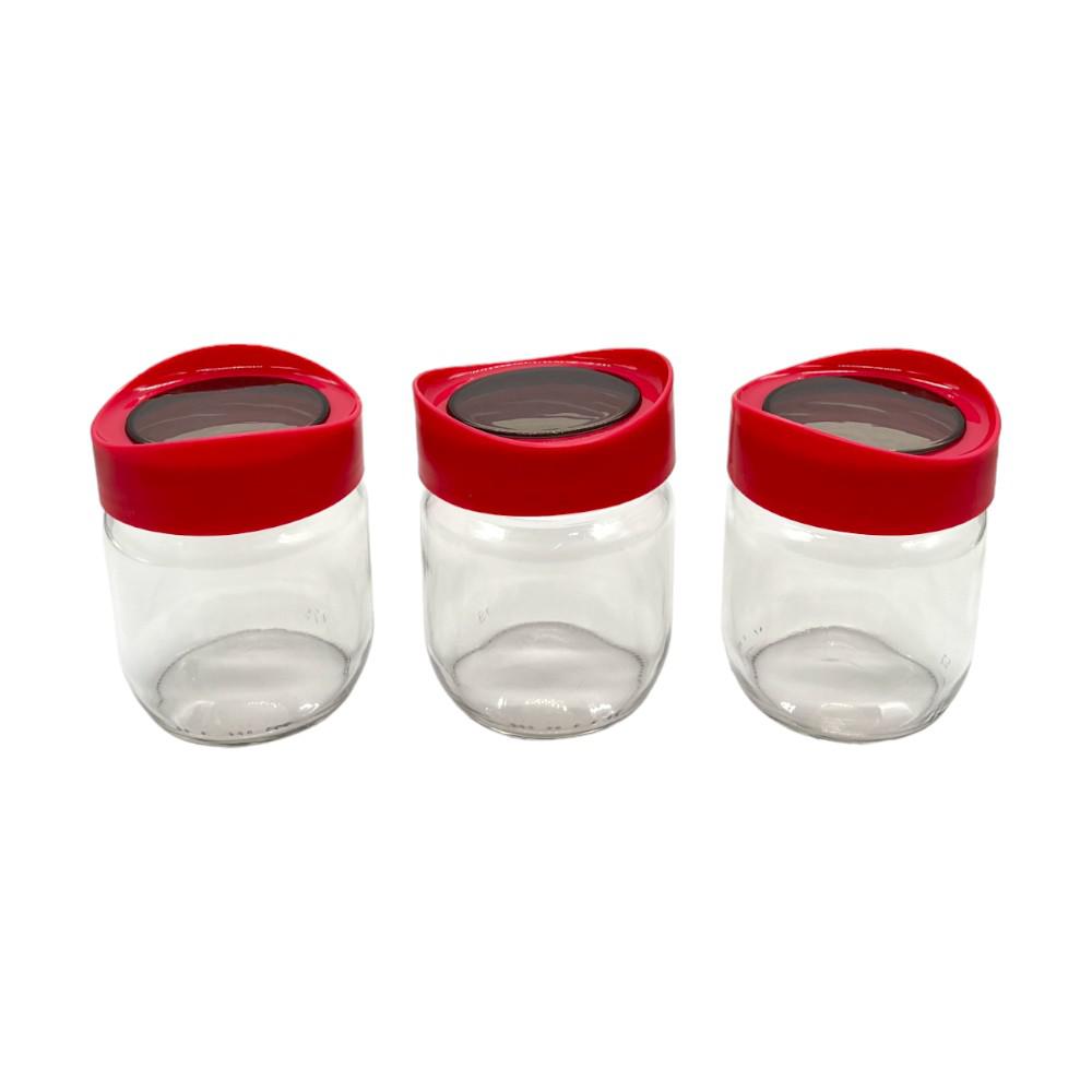 Set de Canister de Vidrio Herevin de 425 ml 3 Piezas