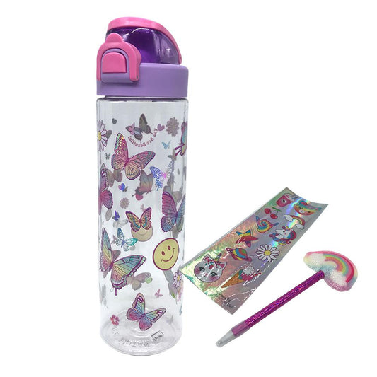 Botella Plástica Hot Focus Infantil de Mariposas