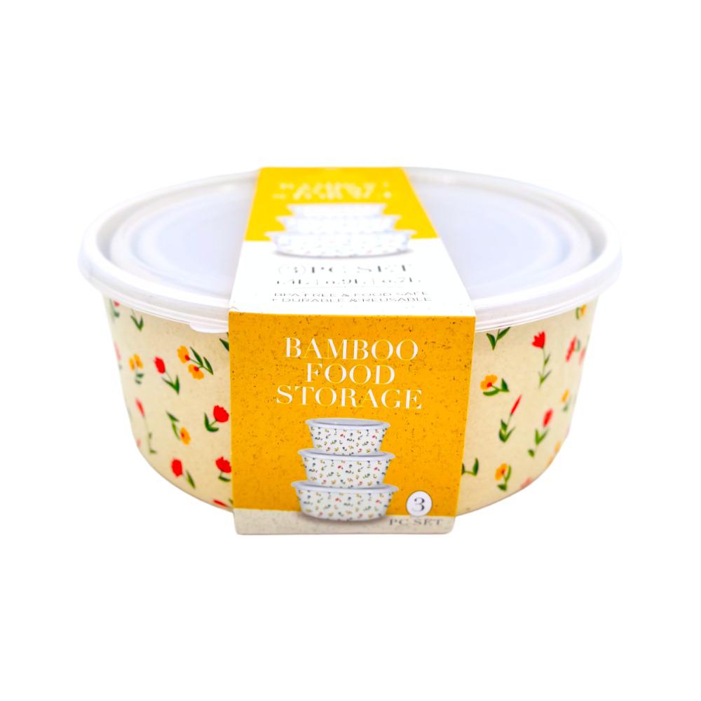 Set de Envases Silver One Bambú Redondo 3 Piezas - Surtido