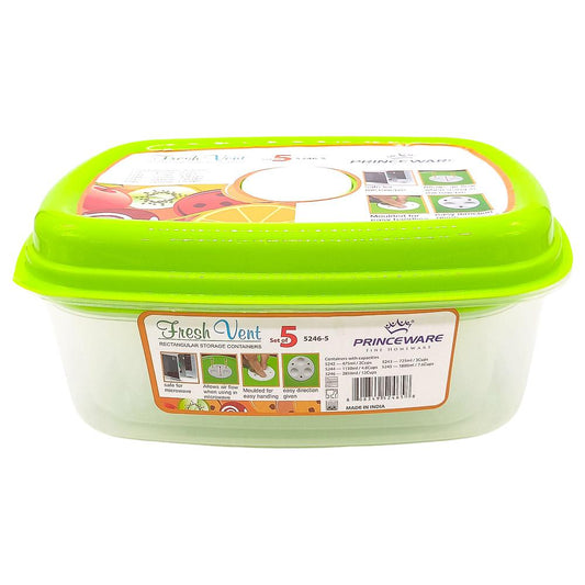 Set de Envases Plásticos Princeware Rectangulares 5 Piezas - Surtido