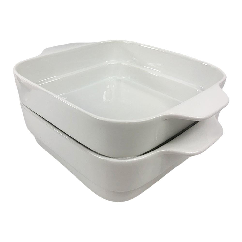 Refractario de Porcelana Tabletops Cuadrado Set de 2 Piezas