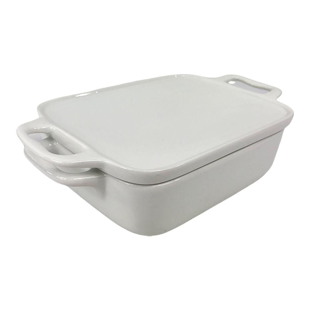 Refractario de Porcelana Tabletops Con Tapa Cuadrado