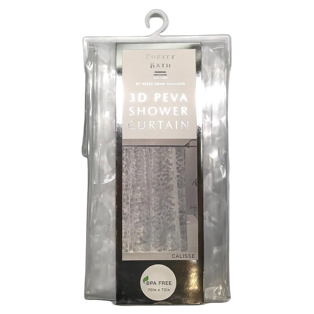 Cortina Para Baño 3D Estex Purity Bath Peva de 70" x 72" - Blanco