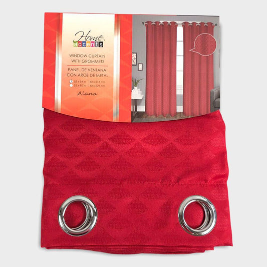 Cortina Alana Home Accents Con Aros de 55" x 84" - Rojo