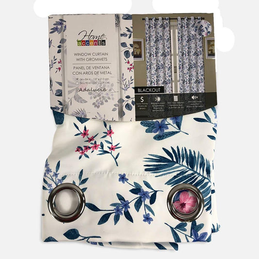 Cortina Adalucia Home Accents Con Aros de 54" x 84" - Azul
