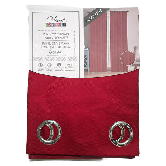 Cortina Home Accents Ocean Blackout Con Aros 54" x 90" - Rojo Oscuro