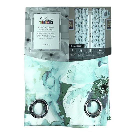 Cortina Home Accents Jenny Blackout Con Aros 54" x 90" - Aguamarina Claro