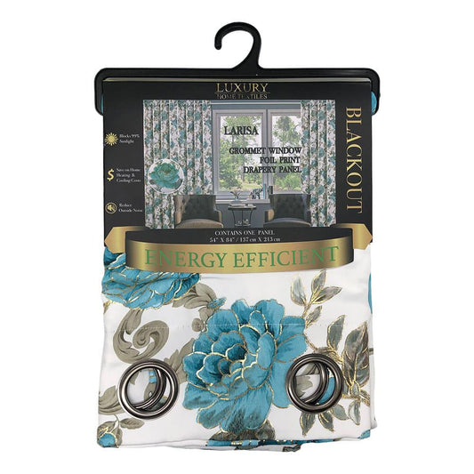 Cortina Luxury Larisa Blackout Con Aros de 54" x 84" - Turquesa