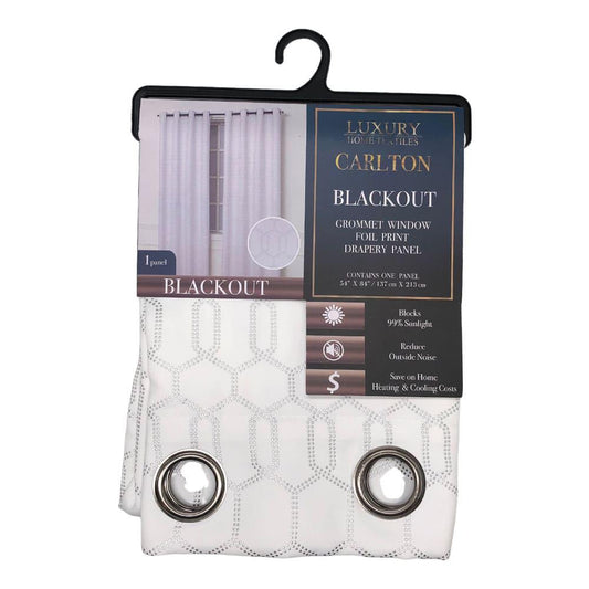 Cortina Luxury Home Carlton Blackout Con Aros de 54" x 84" - Blanco