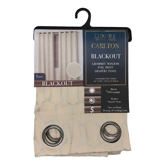 Cortina Luxury Home Carlton Blackout Con Aros de 54" x 84" - Beige