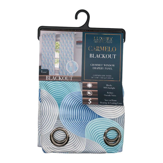 Cortina Luxury Home Carmelo Blackout Con Aros de 54" x 84" - Azul Cielo
