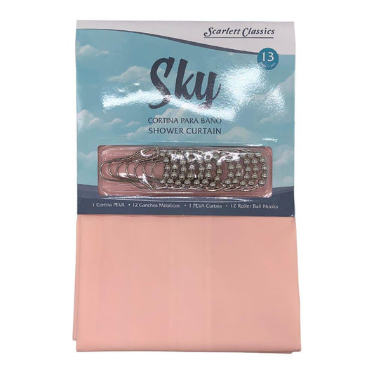 Cortina Para Baño Scarlett Classics Plástica Con Ganchos - Durazno