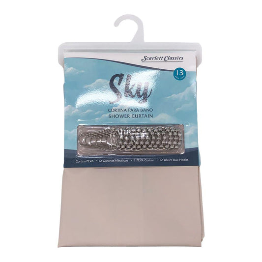 Cortina Para Baño Scarlett Classics Plástica Con Ganchos - Beige Oscuro