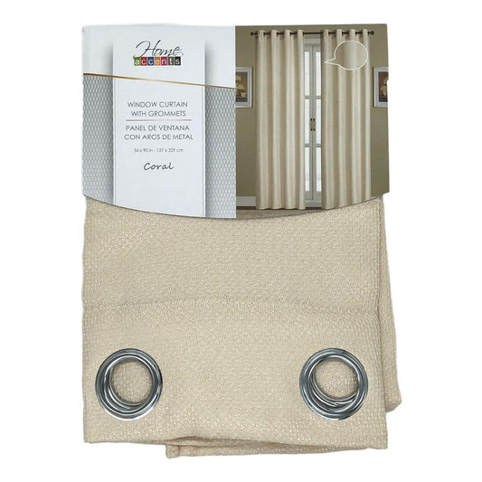 Cortina Coral Home Accents Con Aros 54" x 90" - Beige