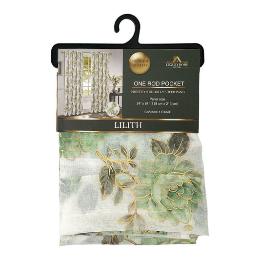 Cortina Lilith Luxury Con Rod Pocket Pocket 54" x 84" - Lima Oscuro