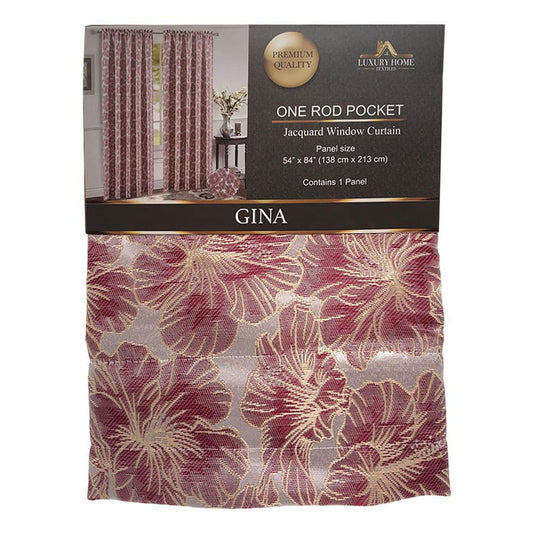 Cortina Gina Luxury Con Rod Pocket 54" x 84" - Rojo Oscuro