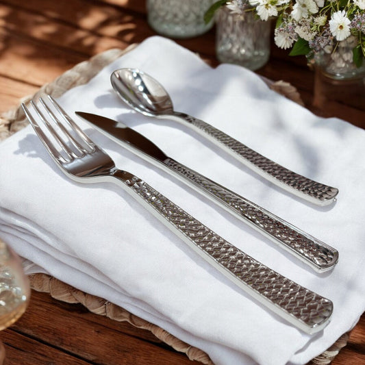 Cubiertos Desechables Lillian – 160 Piezas /  Silver