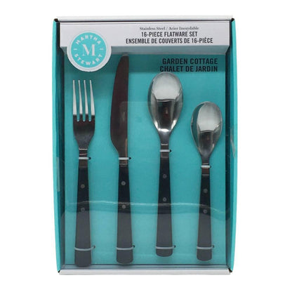 Set De Cubiertos Martha Stewart De 16Pza Negro