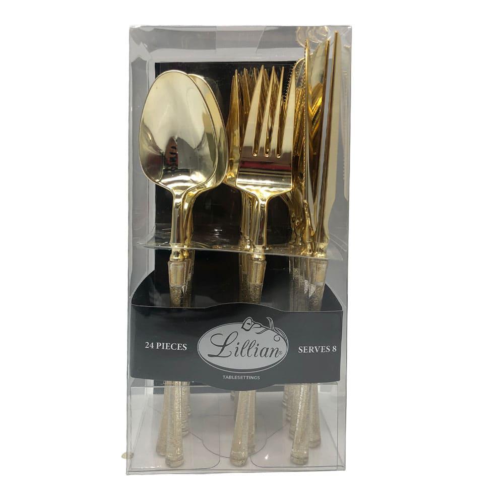 Set de Cubiertos Plásticos Lillian Reutilizables 24 Piezas