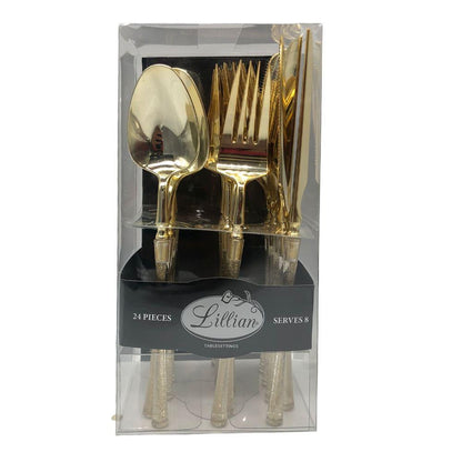 Set de Cubiertos Plásticos Lillian Reutilizables 24 Piezas