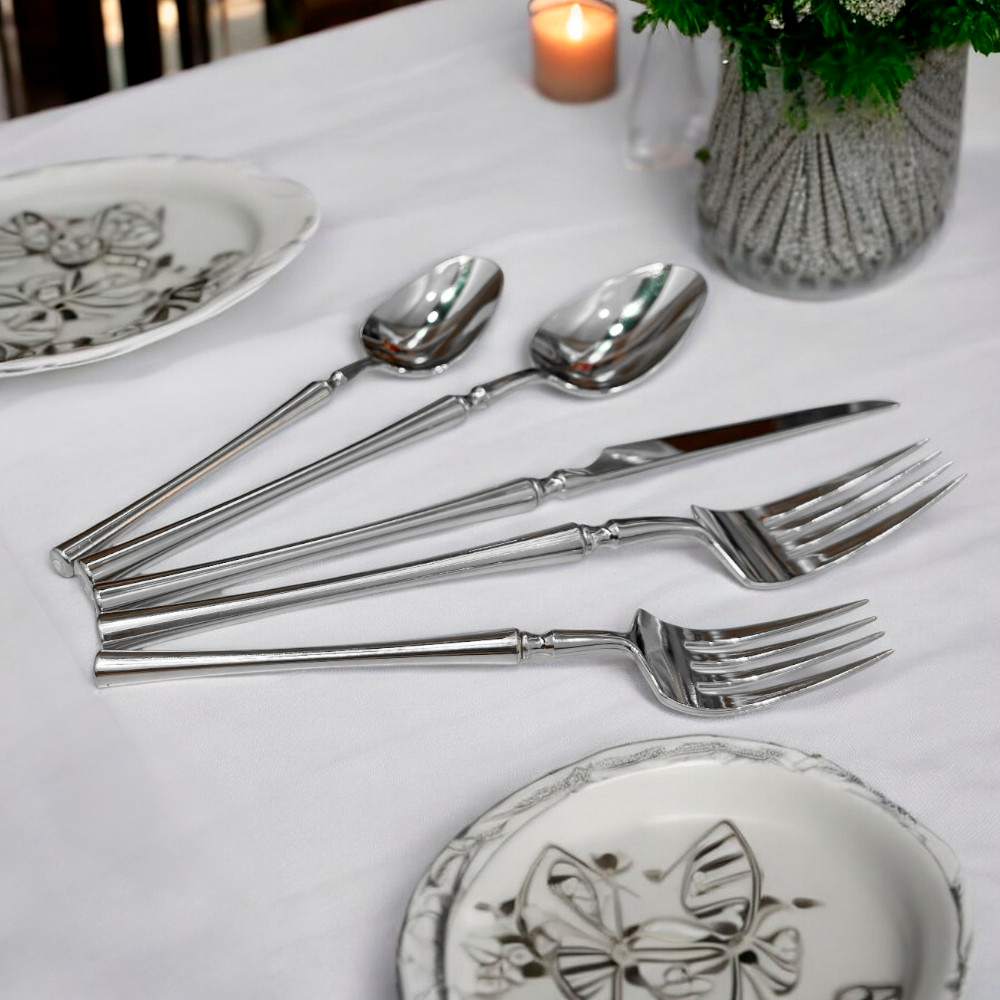 Cubiertos Plásticos Lillian Reutilizables 40 Piezas / Silver