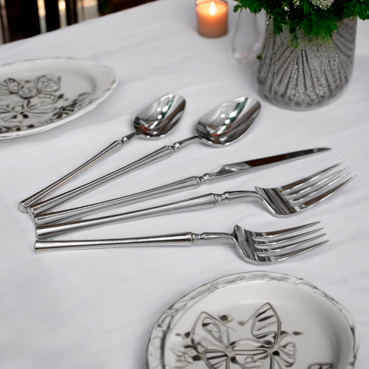 Cubiertos Plásticos Lillian Reutilizables 40 Piezas / Silver